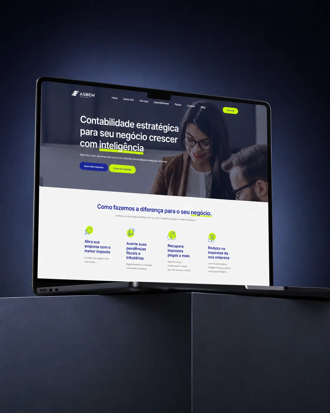 Site da ASBEM Assessoria com apresentação dos serviços contábeis