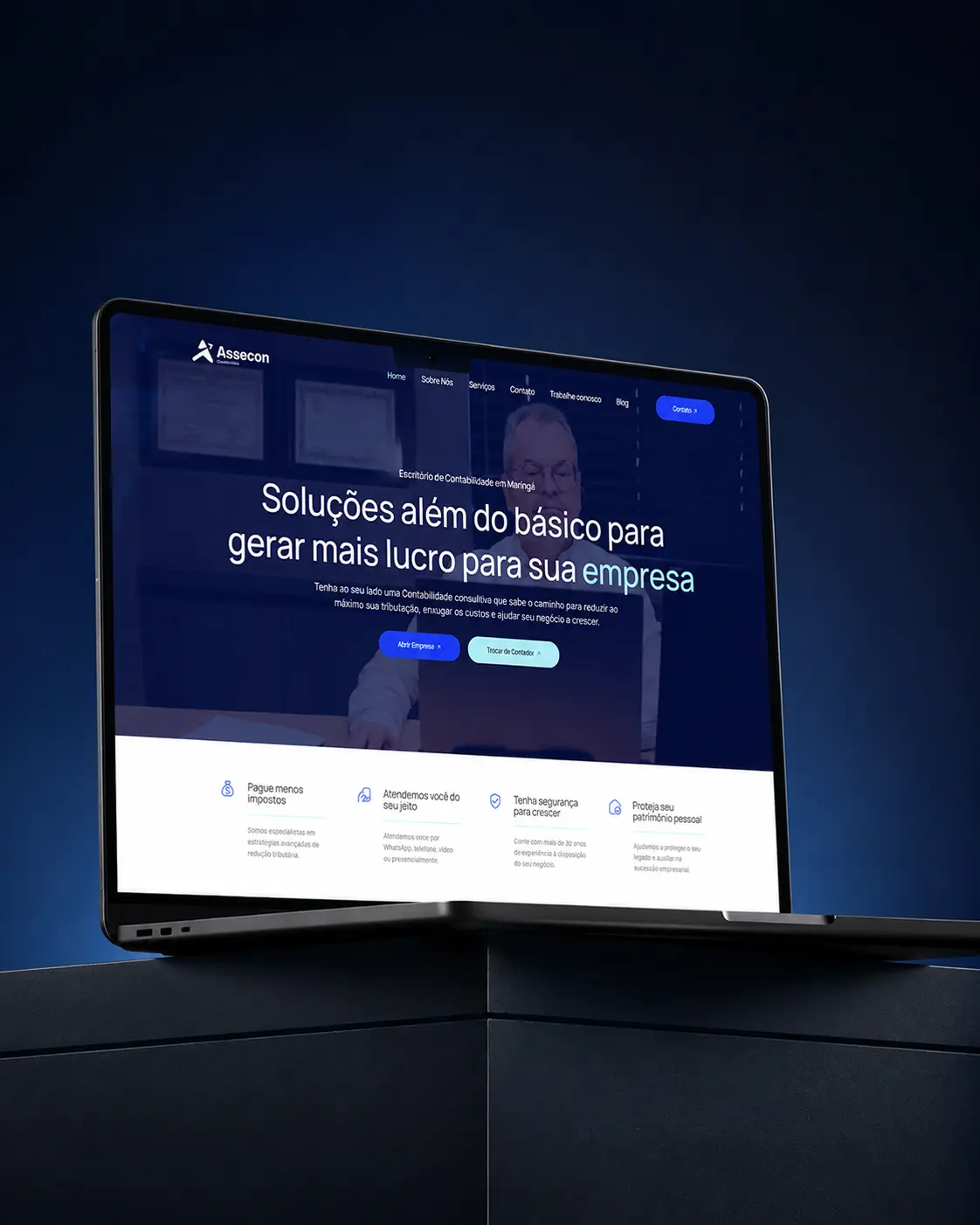 Site da Assecon Contabilidade com apresentação dos serviços