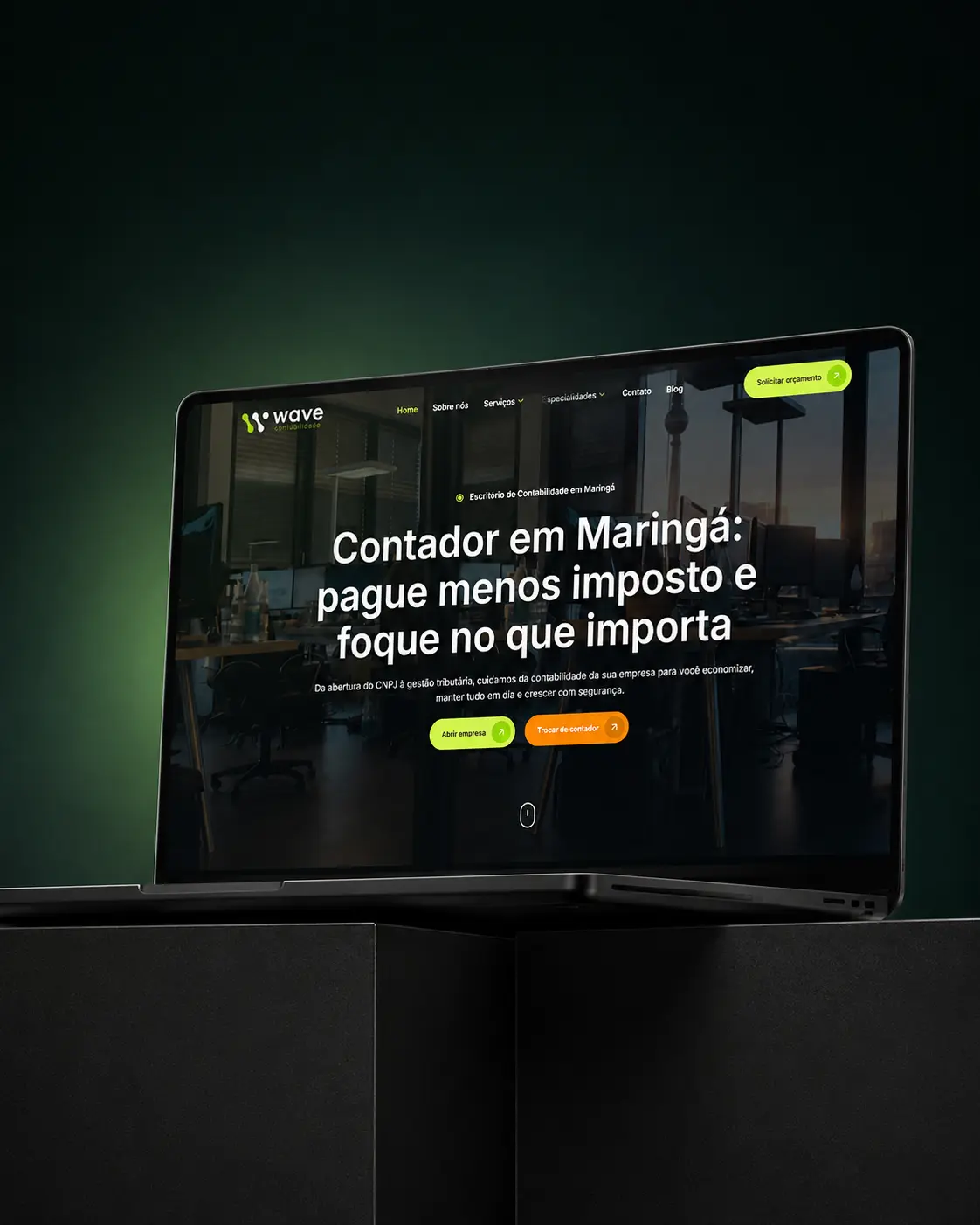 Página inicial do site da Wave Contabilidade